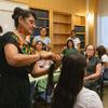 Hairstylist Maria Cristina Lemus with workshop participants
