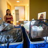 student moving in to residence hall
