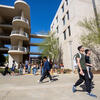students walking on campus
