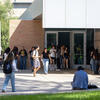 students walking on campus