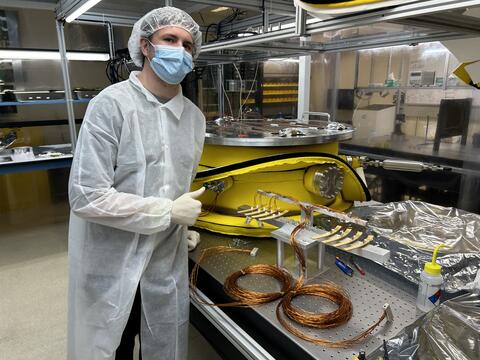 Aiden Wilkin in the lab