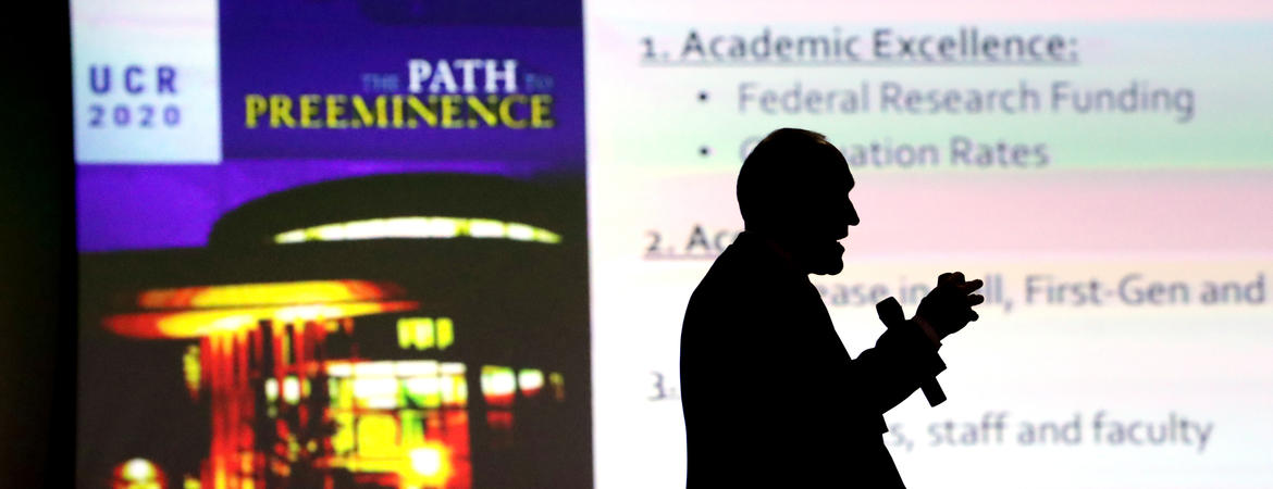 Chancellor Kim Wilcox at town hall