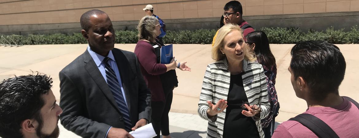 Peace Corps Chief of Staff Michelle Brooks meets UCR students.