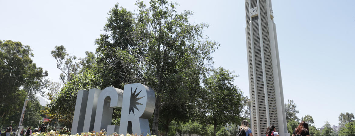 Bell tower and UCR sign