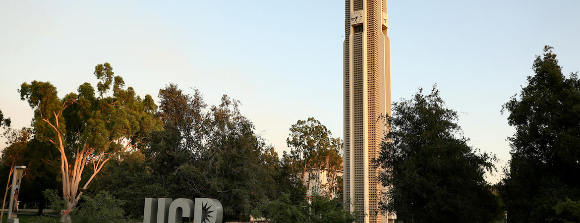 Bell tower and UCR sign