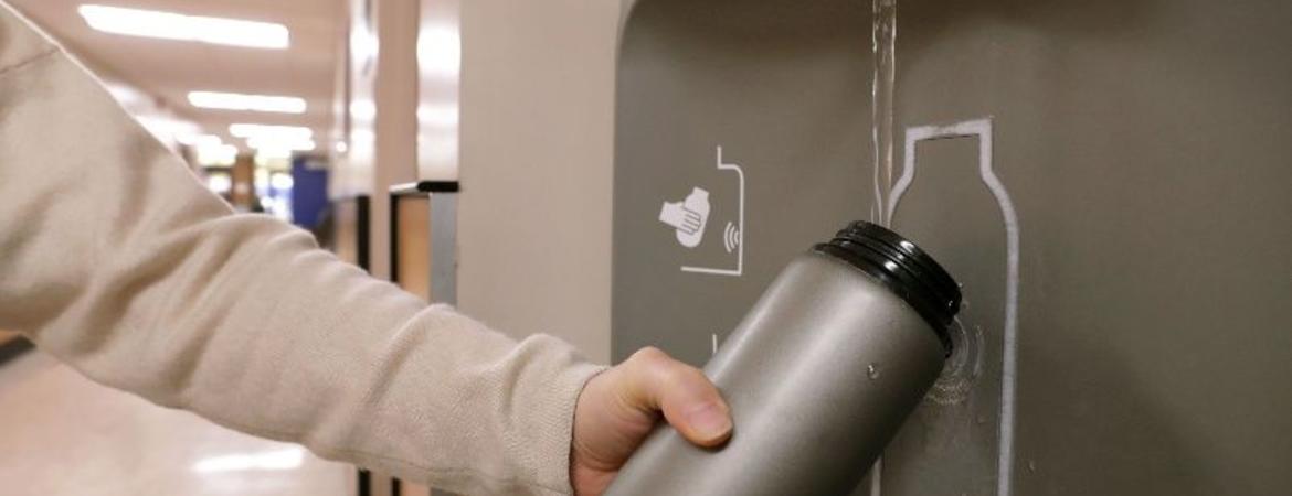 water bottle at water station