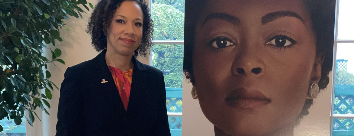 Courtney Baker, an associate professor of English, on Feb. 16, 2023 at the screening of "Till" in Washington, D.C. (Photo courtesy of Courtney Baker)