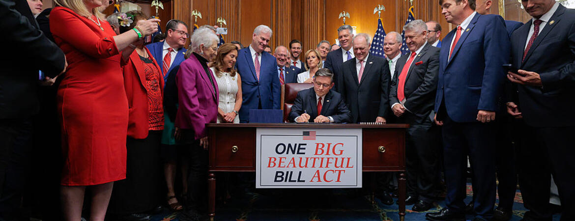 Speaker Mike Johnson signs a bill