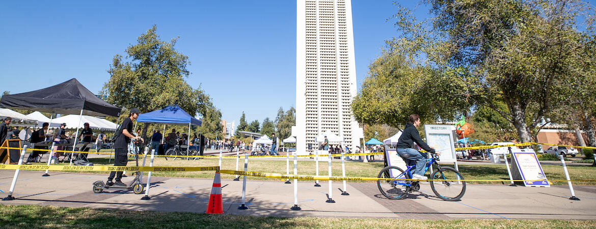Scooter rider on campus