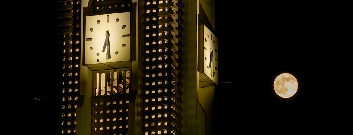Bell tower and the moon