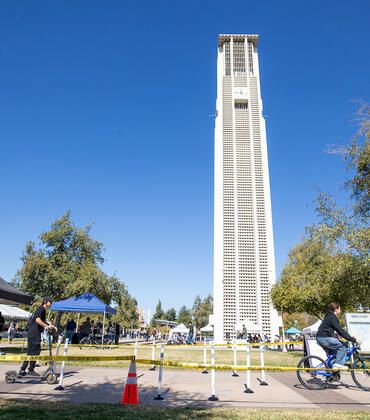 Scooter rider on campus