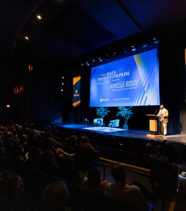 Hays PE lecture at University Theatre