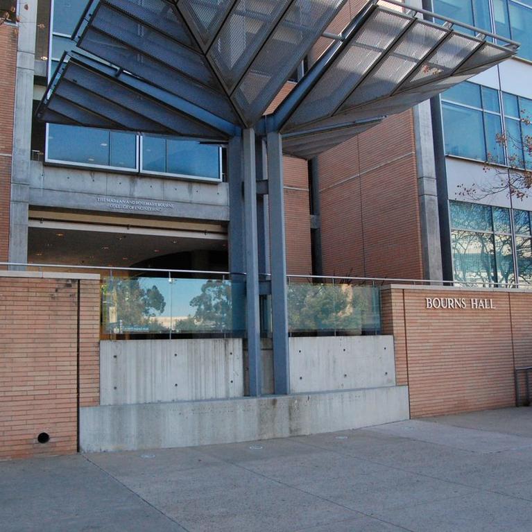 Front of Bourns College building