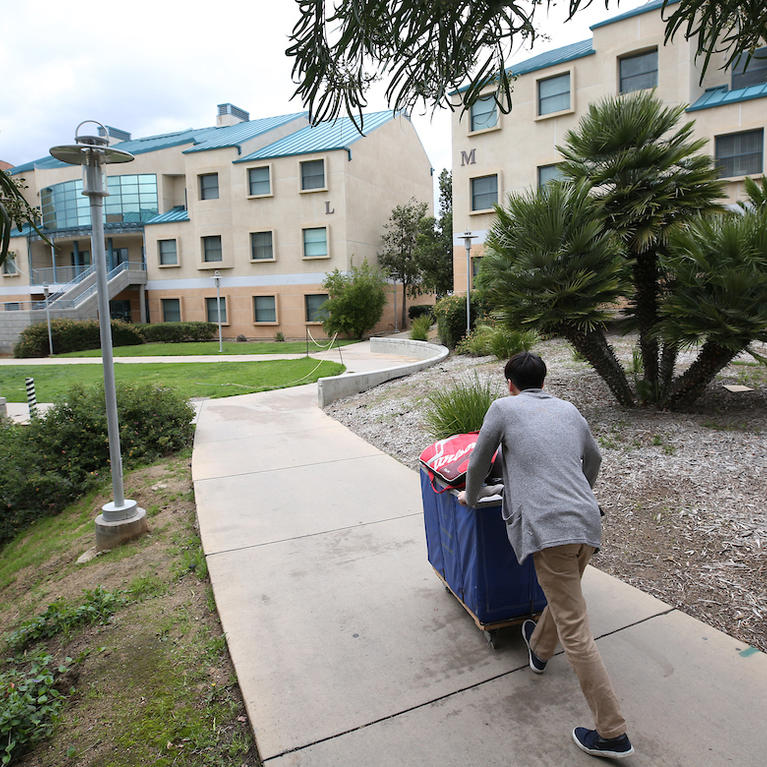 Staff remain on campus to support students who are moving out, and those are are staying. (UCR/Stan Lim)