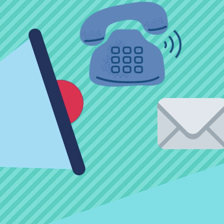 graphic of phone, computer and envelope