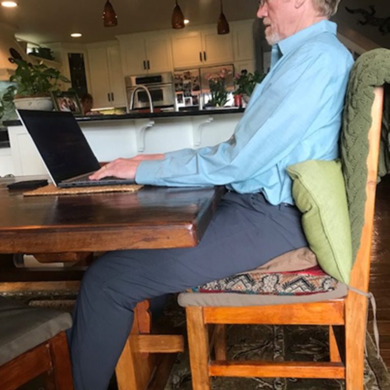 Clyde at home work station