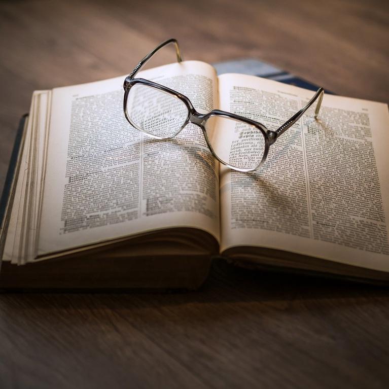 book and glasses