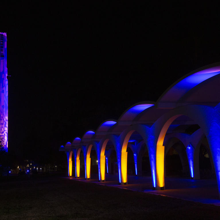 Bell tower and Rivera library