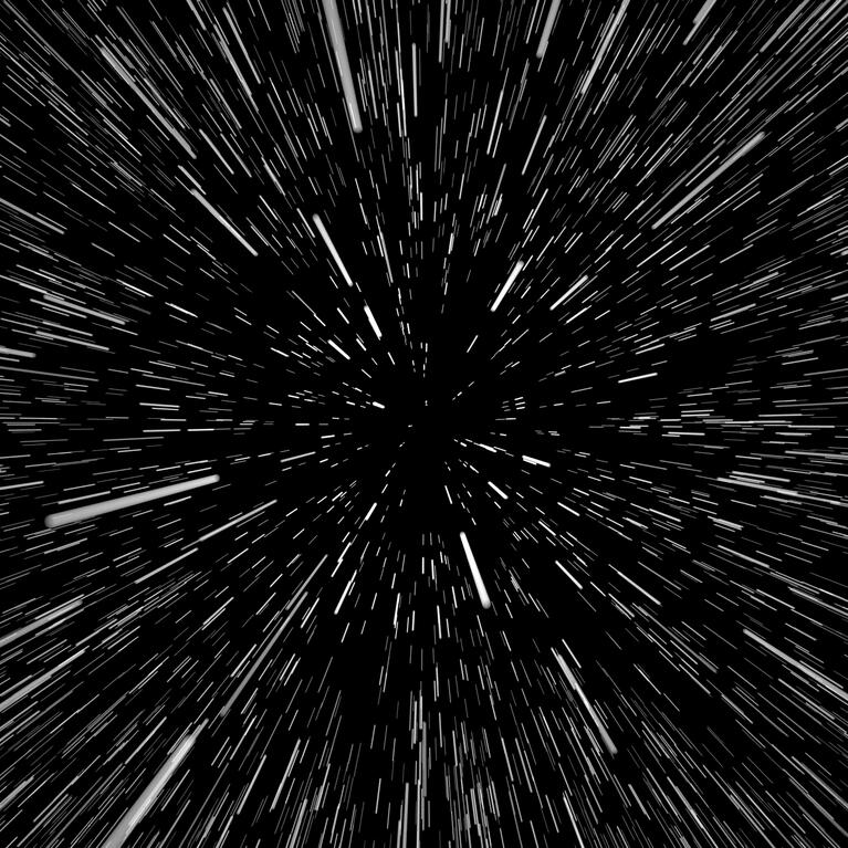 Stars and light moving in space