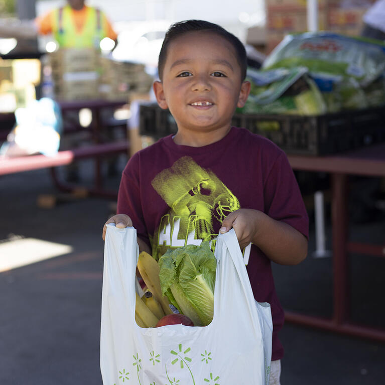 Child grocery at a Feeding American foodbank