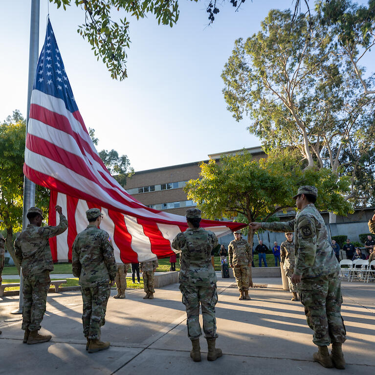 Veterans day flag raising
