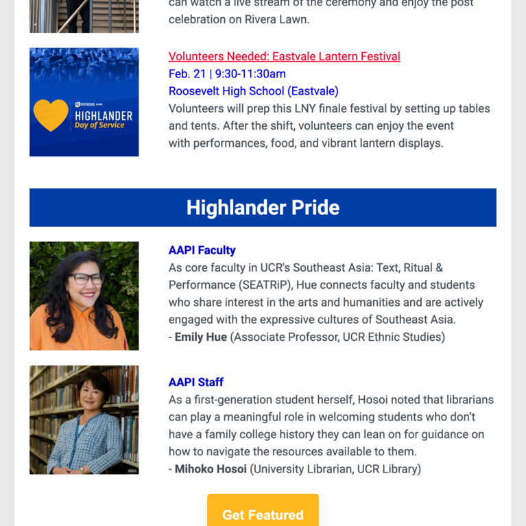 Screenshot of past AANAPISI newsletter