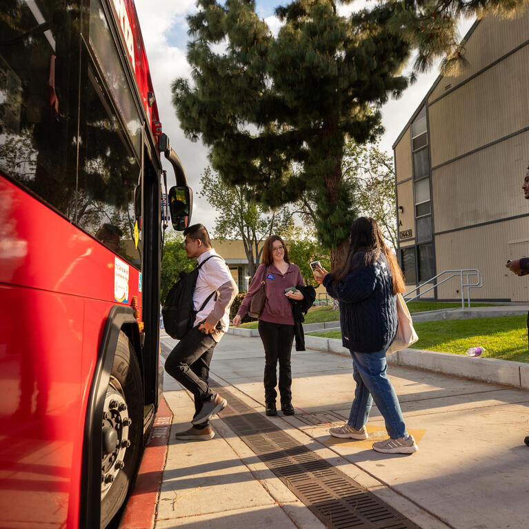 Students board RTA bus