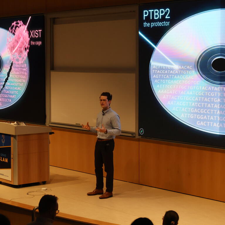 Student presents at Grad Slam