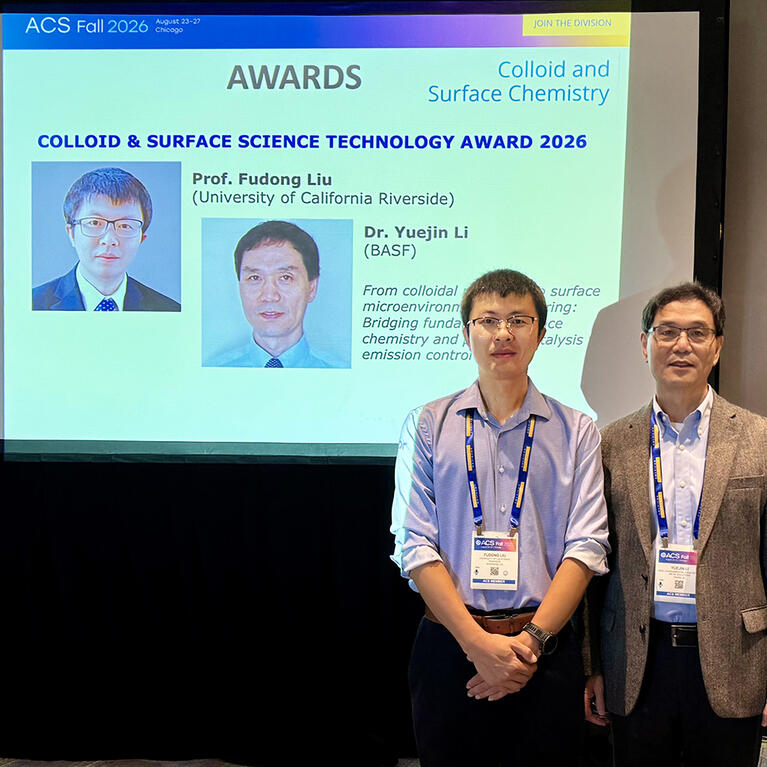 Professor Fudogn Liu and BASF's Yuejin Li