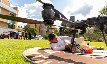 Drone operator tests flight
