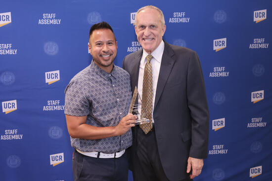 Melbert Sebayan and Chancellor Wilcox