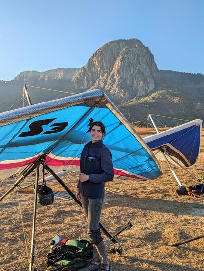 Erika Klein hang gliding in Mexico
