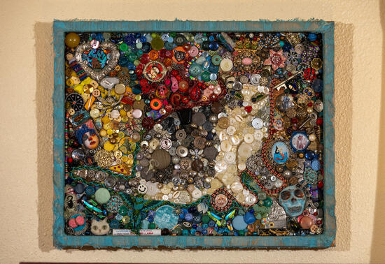 An art piece by Maggie Tello Case called 'Phillip Marie Pickles',